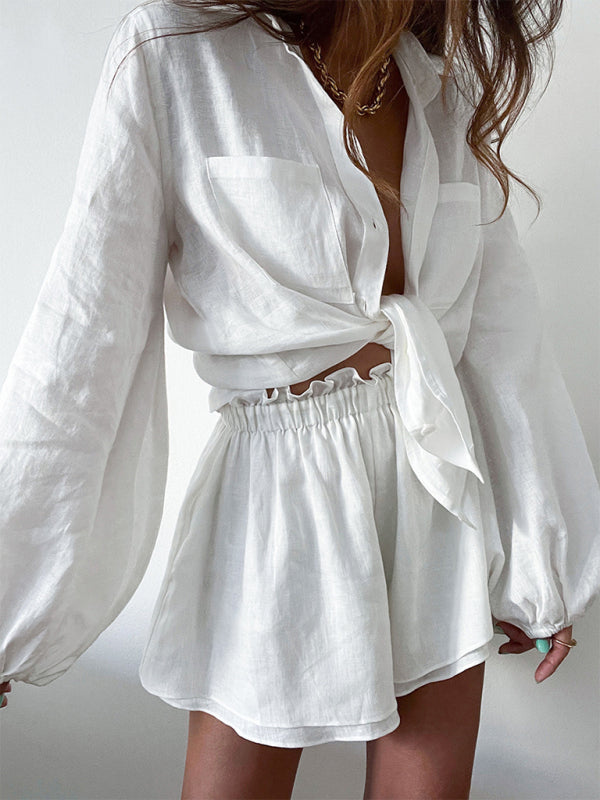 Top Ruffle Shorts Two-piece Casual Fashion Suit