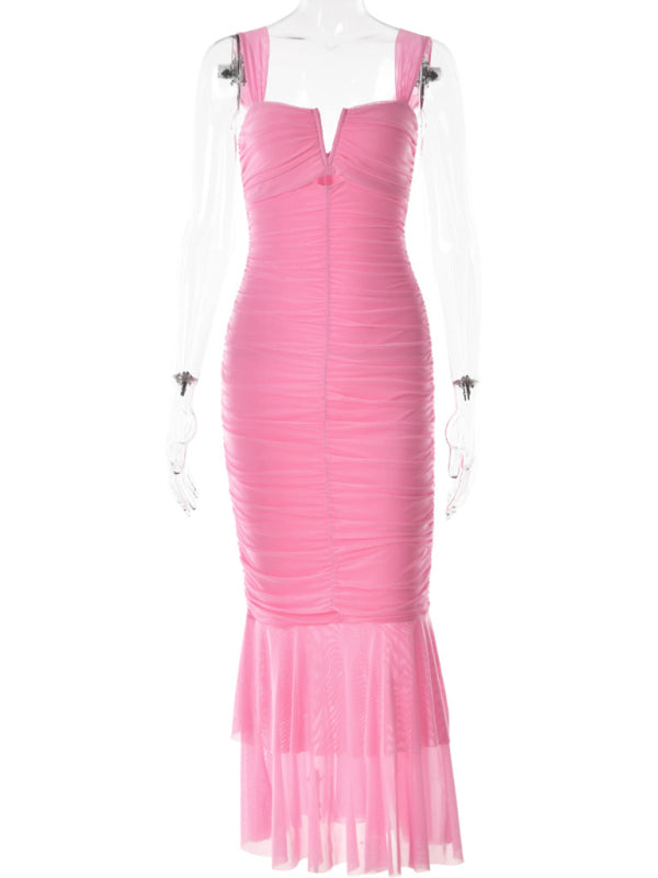 Pleated Fishtail Dress