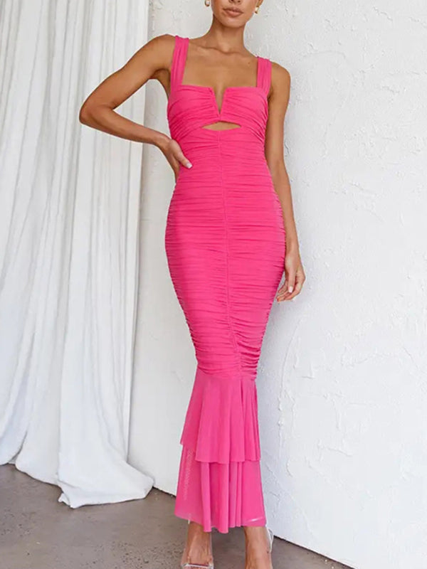 Pleated Fishtail Dress