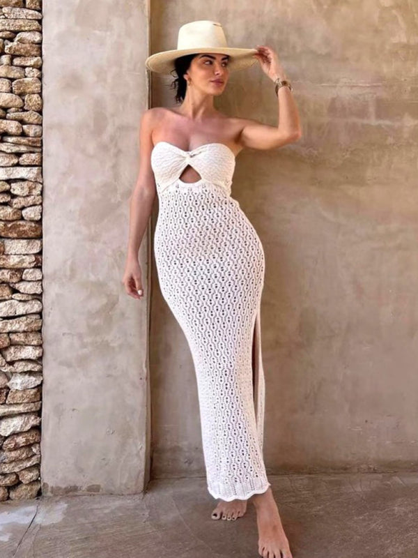 Tube Top Open Mesh Dress