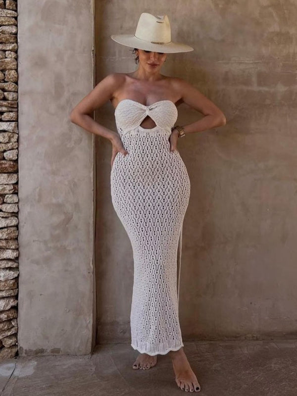 Tube Top Open Mesh Dress