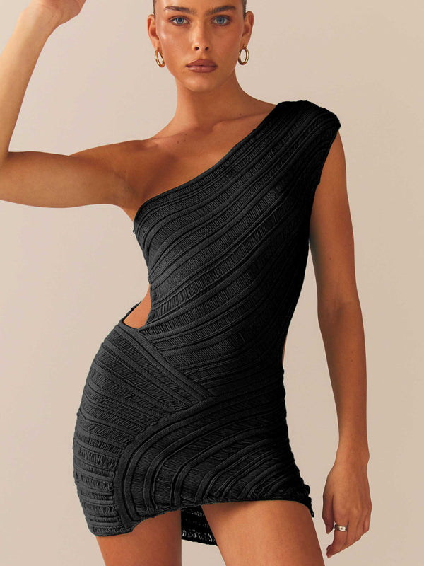 One Shoulder Patchwork Dress