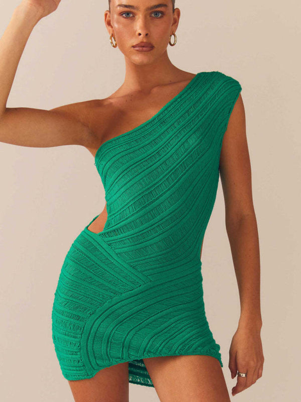 One Shoulder Patchwork Dress