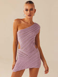 One Shoulder Patchwork Dress