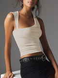 Irregular Neckline Top Sexy Backless Slim Vest