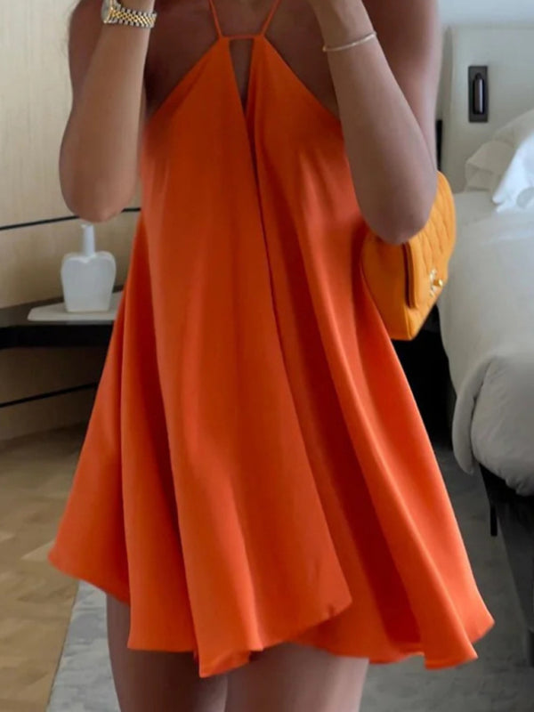 Deep V-Neck Backless Loose A-Line Dress