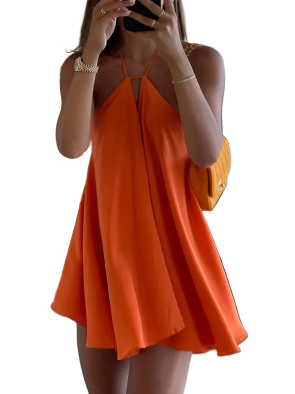 Deep V-Neck Backless Loose A-Line Dress