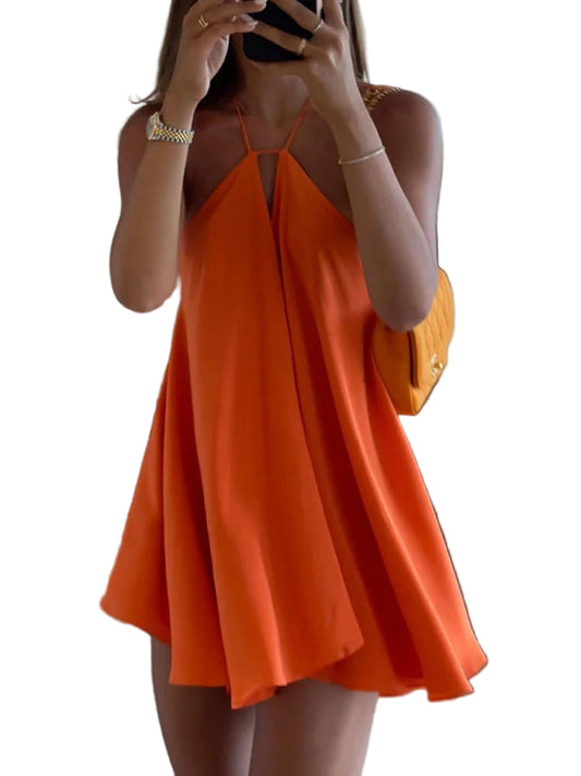 Deep V-Neck Backless Loose A-Line Dress