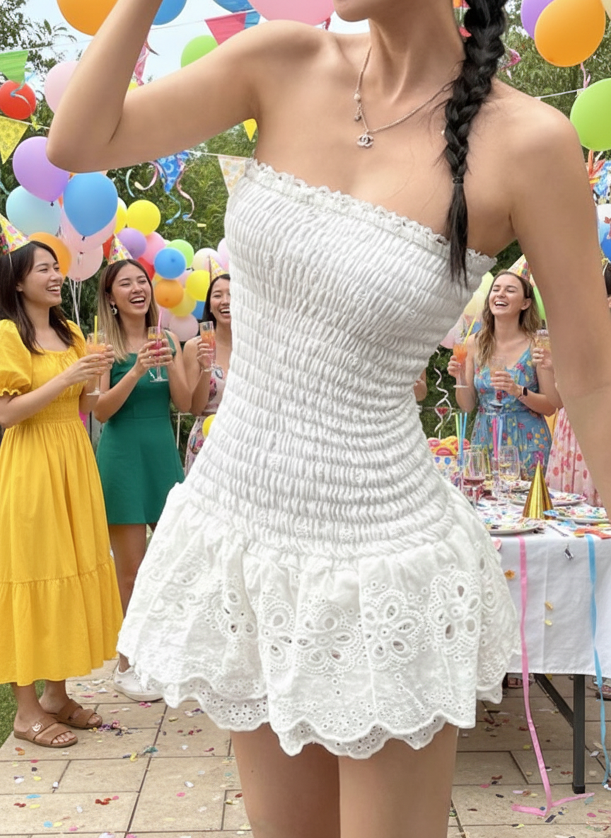 Hollow Cake Skirt Tube Dress