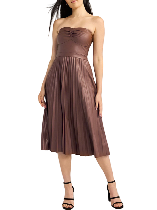 Pleated Vegan Leather Dress
