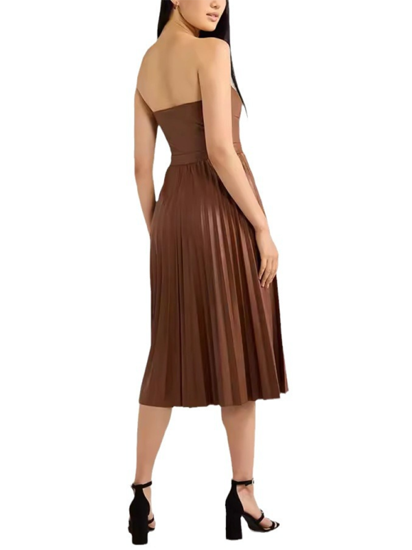 Pleated Vegan Leather Dress