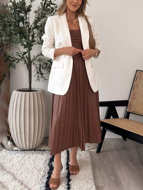 Pleated Vegan Leather Dress