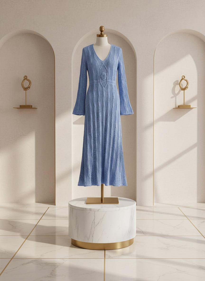 Vacation Long Sleeve Long Knit Dress