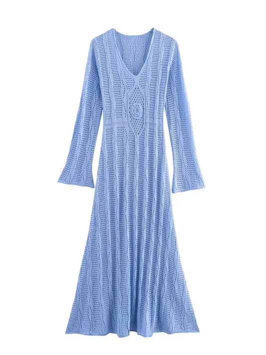 Vacation Long Sleeve Long Knit Dress
