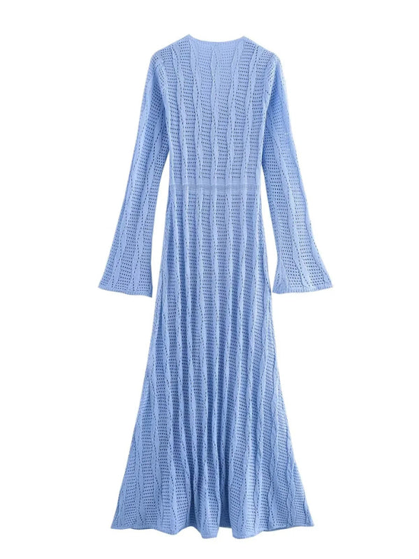 Vacation Long Sleeve Long Knit Dress