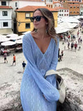 Vacation Long Sleeve Long Knit Dress