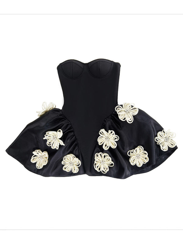 Black Floral Bandage Dress
