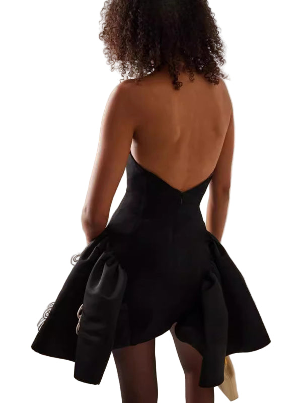 Black Floral Bandage Dress