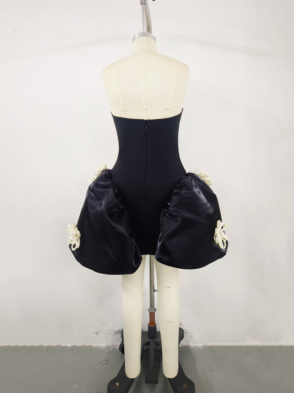 Black Floral Bandage Dress