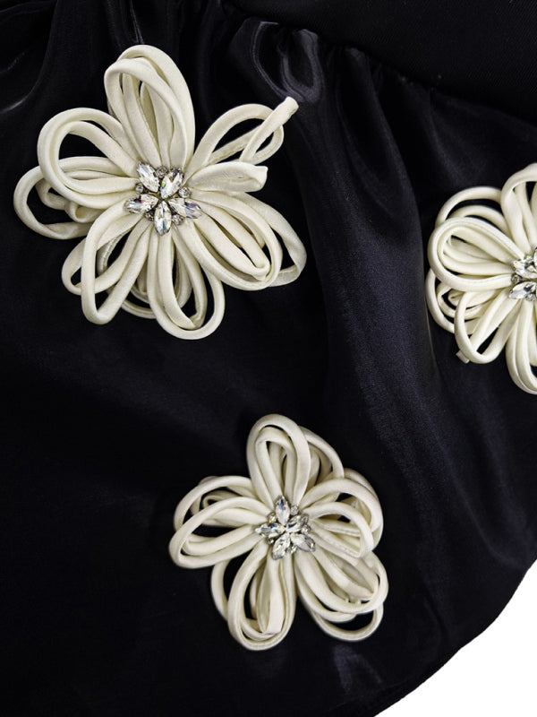 Black Floral Bandage Dress