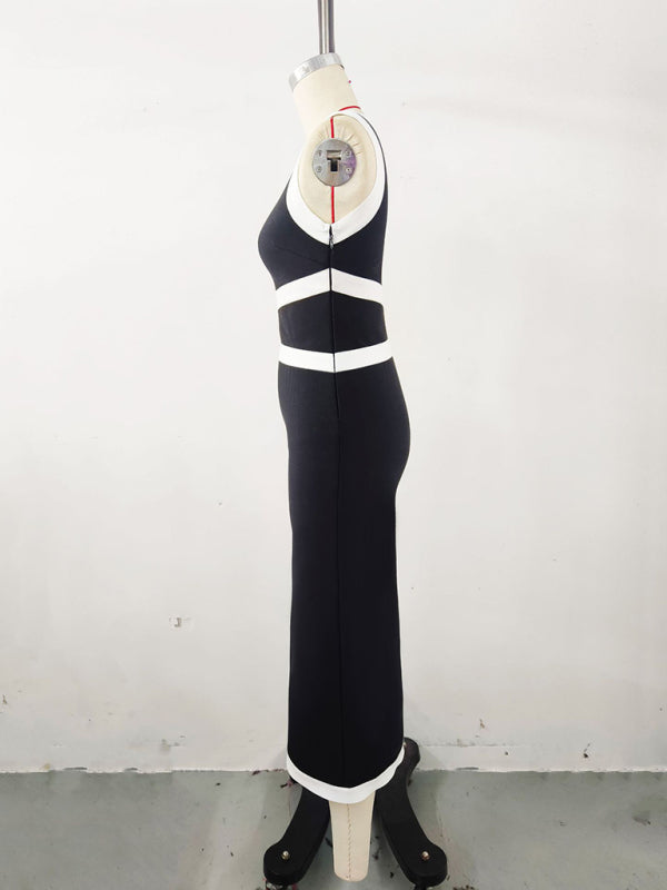 One-Shoulder Color Blocked Dress