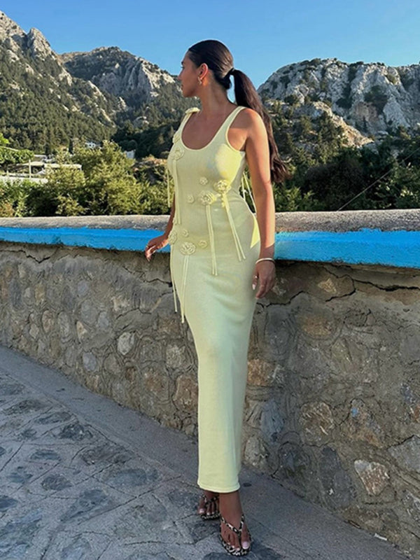 Solid Color Knitted Swimsuit Cover-up