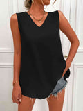 BELLA V-neck curved hem tunic tank in soft fabric, featuring a stylish V-neck and relaxed fit, perfect for casual wear.