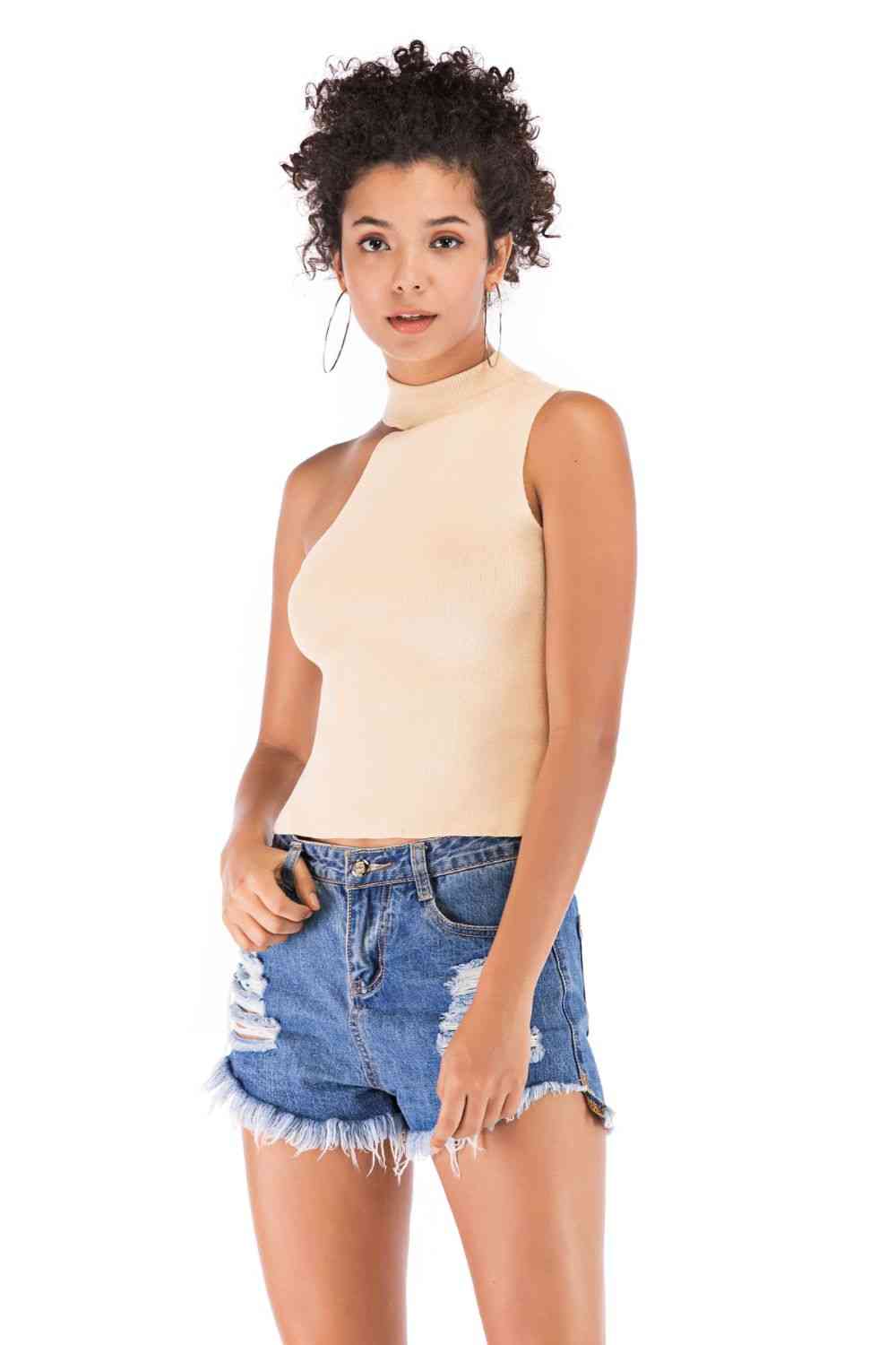 Asymmetrical Knit Top | Asymmetrical Rib-Knit Top | The Puchii Shop