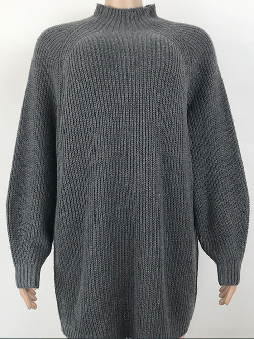 BELLA Zopi mock neck dropped shoulder sweater dress in cozy knit fabric, featuring a relaxed fit and stylish design.