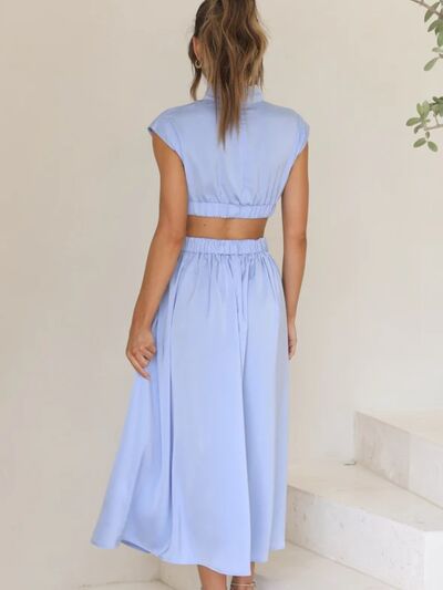 BELLA BLA trendsi cutout mock neck sleeveless dress featuring a fitted silhouette and stylish design, shown in a front view.