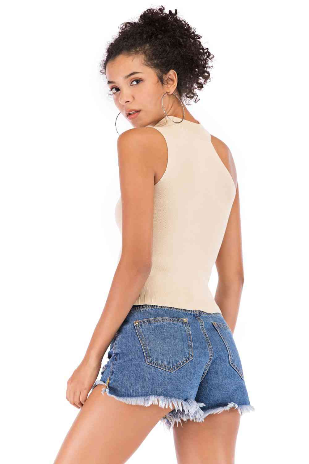 Asymmetrical Knit Top | Asymmetrical Rib-Knit Top | The Puchii Shop