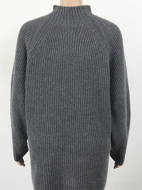 BELLA Zopi mock neck dropped shoulder sweater dress in soft knit, featuring a relaxed fit and casual style.