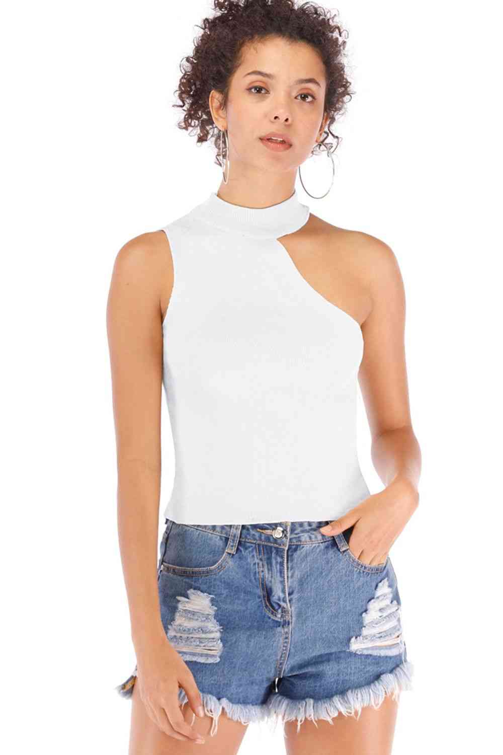 Asymmetrical Knit Top | Asymmetrical Rib-Knit Top | The Puchii Shop