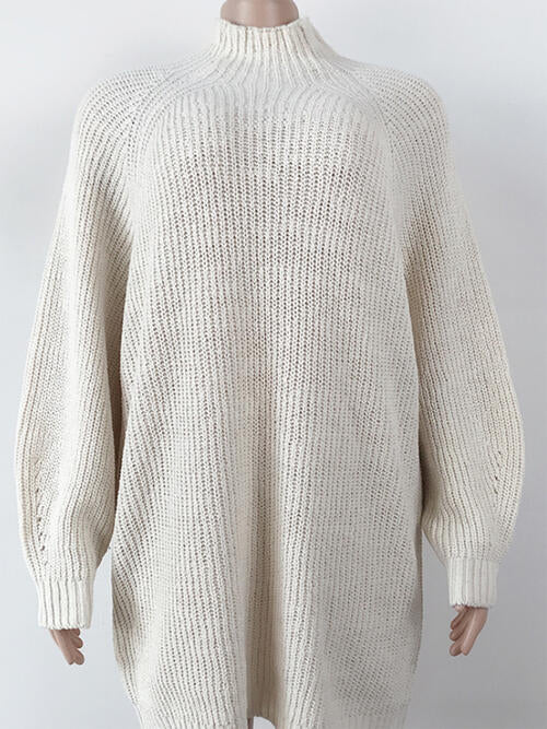 BELLA Zopi mock neck dropped shoulder sweater dress in soft knit fabric, featuring a relaxed fit and stylish design.