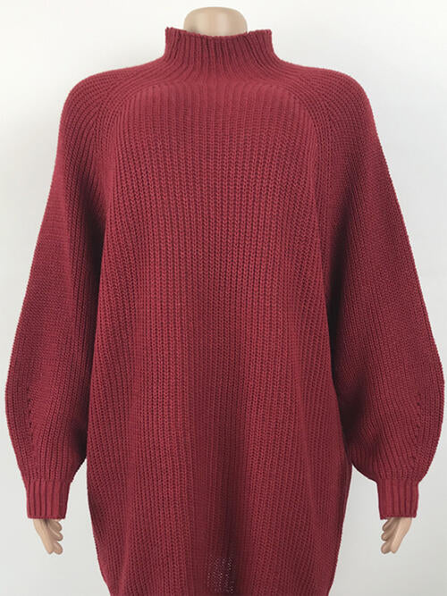 BELLA Zopi mock neck dropped shoulder sweater dress in soft knit, featuring a cozy, relaxed fit and stylish design.