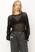 BELLA ribbed long sleeve knit top from trendsi, featuring a fitted design and textured ribbed fabric in a stylish, casual look.