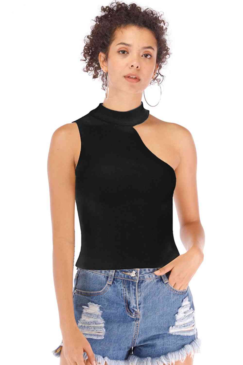 Asymmetrical Knit Top | Asymmetrical Rib-Knit Top | The Puchii Shop