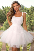 BELLA Zopi tie-shoulder mesh dress with sheer fabric and stylish design, perfect for elegant summer occasions.